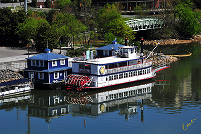 The Star of Knoxville rests along the Tennessee River